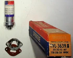 Tvl-3639.8 Vishay Sprague Vintage Nos Electrolytic Capacitor 30-20-10 Mf Usa