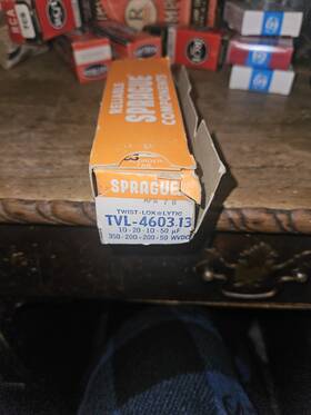 Vishay Sprague Tvl-4603.13 Vintage Nos Twist Lock Capacitor 10-20-10-50 Uf