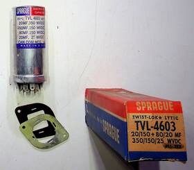Vishay Sprague Tvl-4603 Vintage Electrolytic Capacitor Nos 20mf 350wvdc Usa