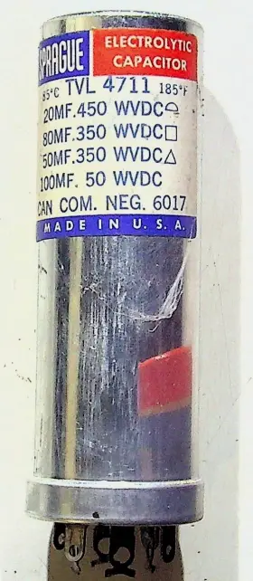 Tvl-47111 Vishay Sprague Electrolytic Capacitor Tvl 47111 Nos Vintage Aluminum Usa