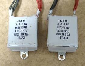 Western Electric 313b 2 Type Capacitors Triple .1 Mfd Nice