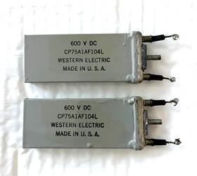 Western Electric D-161553 Matched Pair .1 .10 Uf Mf 600v Capacitors