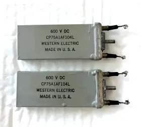 D-161553 Western Electric Matched Pair .1 .10 Uf Mf 600v Capacitors