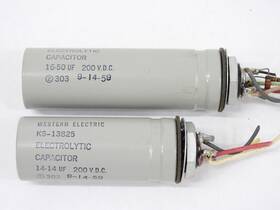 Western Electric Ks-13825 Ks-13826 Vintage 1959 Electrolytic Capacitor Set