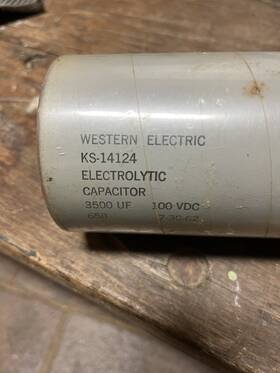 Western Electric Ks-14122 1956 Vintage Ks-14124 Large 6 Inch Capacitor 3500 Uf 100 V.d.c