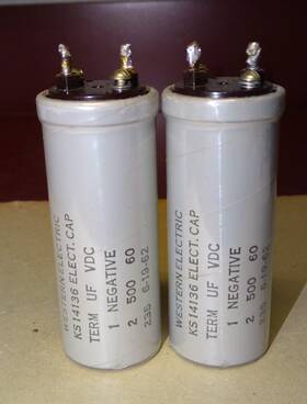 Western Electric Ks-14136 2 Type Electrolytic Capacitors 500 Mfd 60 Vdc