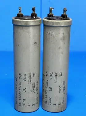 Ks-14329 Western Electric 2 2000uf 30vdc Electrolytic Capacitors