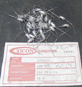 Xicon 23ps332 Lot Of 30 Nos Polystyrene Capacitors 330pf 50v Film/foil Type