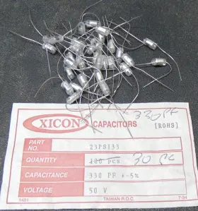 23ps332 Xicon Lot Of 30 Nos Polystyrene Capacitors 330pf 50v Film/foil Type