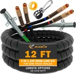 12FT Semi Truck Air Lines Kit 3-IN-1 Trailer Cord And Brake Hoses Assembly New. Price: $114.52.