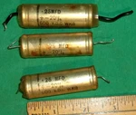 (3) A.c. Cossor .25UF 500VDC Tubular Capacitors MC105103/2 (1952) Open. Price: $19.99.