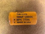 Sprague Atom TVA-1376 500UF 100VDC Capacitor Used. Price: $20.00.