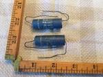 Two Nos Vintage Cornell Dubilier PTE-16S1 0.01 Mfd 1600VDC Capacitors Open. Price: $8.00.
