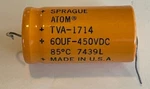 Sprague Atom TVA-1714 60UF 450VDC Capacitor New. Price: $15.00.