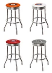 Bar Stool Mlb 31" Tall Retro Chrome Swivel Seat Colored Vinyl Team Logo Decal New. Price: $184.88.