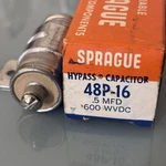 Vintage Nos Sprague Hypass Capacitor 48P-16 .5 Mfd 600 Wvdc Open. Price: $17.49.