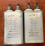 Oil Tube Electric Capacitors Pair 0.5 Mfd 2000 Vdc Western Unspecified. Price: $25.00.