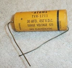 Sprague TVA-1711 "atoms" Dry Electrolytic Capacitor 30 Mfd 450 Vdc Surge 525 New. Price: $19.95.