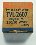 Sprague TVL-2607 80-100UF 350-50WVDC Electrolytic Can Capacitor New. Price: $49.99.