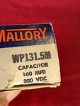 Mallory 160MFD 350VDC Aluminum Capacitor Wp 131.5M New. Price: $12.99.