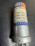 Sprague Section Electrolytic Capacitor TVL-3730 10-10-10 Mf 450-450-25 Vdc For. Price: $59.95.