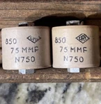 (2) Centralab Capacitor (crl) 850 75MMF N750 Doorknob New Vintage Electronic. Price: $14.99.