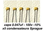 X5 Sprague Capacitors - 0.047UF 100V 10% For Guitar And Amp New. Price: $23.66.