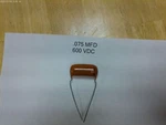 LOT/1 Sprague .075 Mfd 600VDC Orange Drop Capacitor,nos 6PS-S75 Open. Price: $9.99.