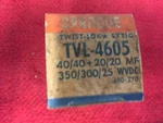 TVL-4605 40/40+20/20 Mf 350-300-25 Sprague Twist-lok Capacitor Nos New. Price: $12.00.