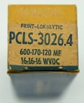 Sprague PCLS-3026.4 600-170-120UF 16-16-16WVDC Electrolytic Can Capacitor New. Price: $49.99.