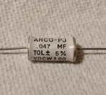 (10) Arco-pj .O47 Mf 100V 5% Polystyrene Capacitors Sealed Metal Endcaps Nos New. Price: $21.73.