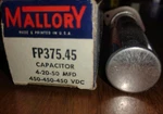 Vintage Mallory FP375.45 Twist Lock Can Capacitor 4-20-50 Mfd 450V Nos Usa Open. Price: $39.99.