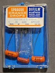 3 Sprague Orange Drop Capacitors, .01 Uf 600V 6PS-S10 With Box And Kwikett New. Price: $5.95.