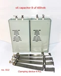 Pairs Cornell Dubilier Oil Capacitor Vintage 8 Mfd 600VDC And Clamping Devices Used. Price: $230.00.