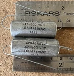 Vintage Sprague Oil Capacitors Pair - 0.47UF 600V Open. Price: $26.00.